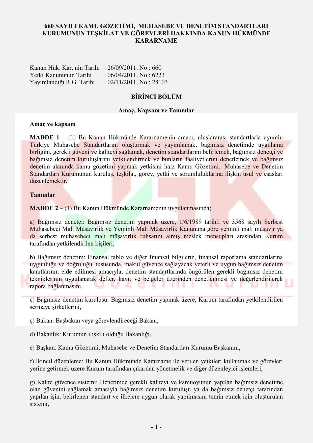 Türkiye Denetim Standartlarının hukuki temeli